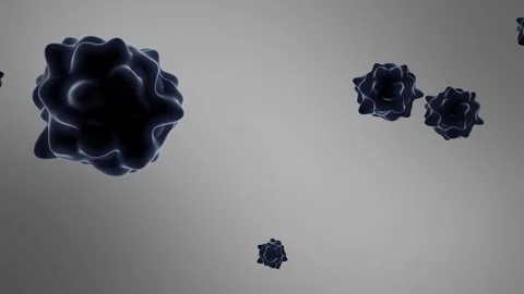 Microscopic Virus or Bacteria Cells Floating on Gray Background Stock Footage 336229023