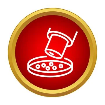 Microscopy research analyzing cells in petri dish icon Stock Illustration
