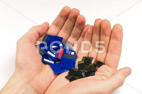 MicroSD and SD memory cards Stock Photos
