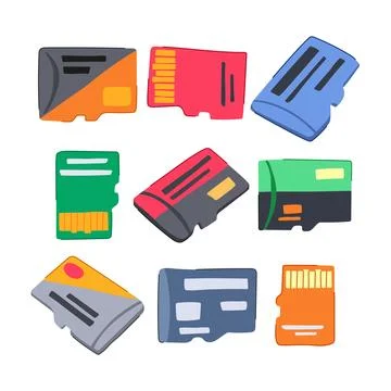 Microsd card set cartoon vector illustration Illustrazione stock