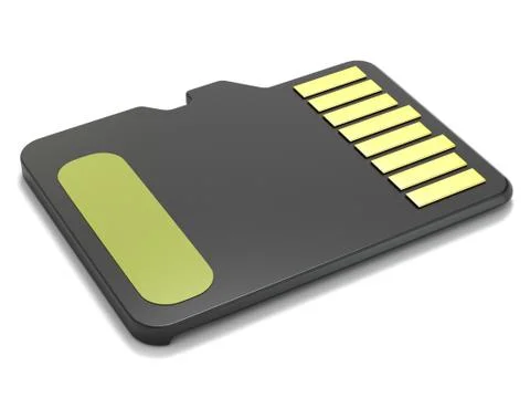 MicroSD memory card, back view. 3D 스톡 일러스트