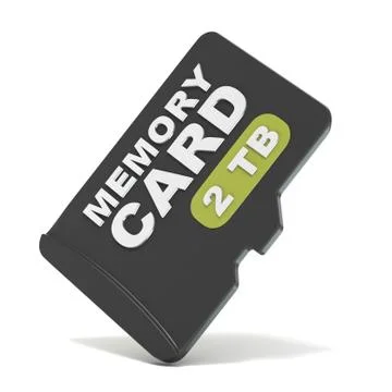 MicroSD memory card, front view 2 TB. 3D Ilustración de archivo