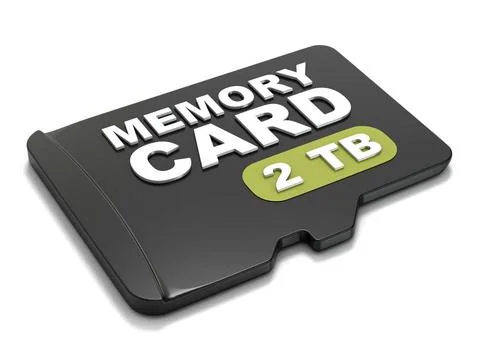 MicroSD memory card, front view 2 TB. 3D MicroSD memory card, front view 2... Stock Photos
