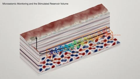 Microseismic Event Cloud Stimulated Reservoir Volume Shale Block Diagram Stock Footage 344538747