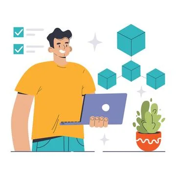 Microservice architecture concept. Flat vector illustration Illustrazione stock