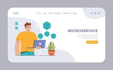 Microservice architecture concept. Flat vector illustration Illustrazione stock