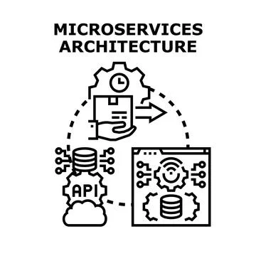 Microservices architecture developing data process service イラスト素材