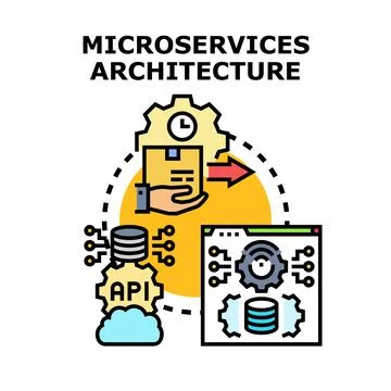 Microservices architecture developing data process service Stock Illustration