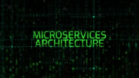 Microservices Architecture Text Animation on Digital Background Stock Footage 343590937