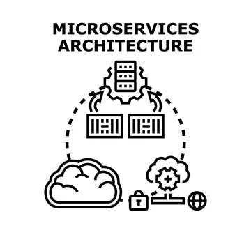 Microservices architecture visualizing modern software development Stockillustratie