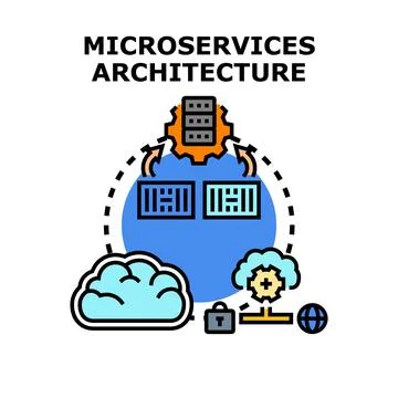 Microservices architecture visualizing modern software development Stock Illustration