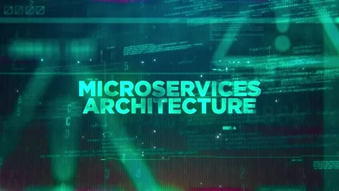 Microservices Architecture Word on High Technology Futuristic Background Stock Footage 343590944