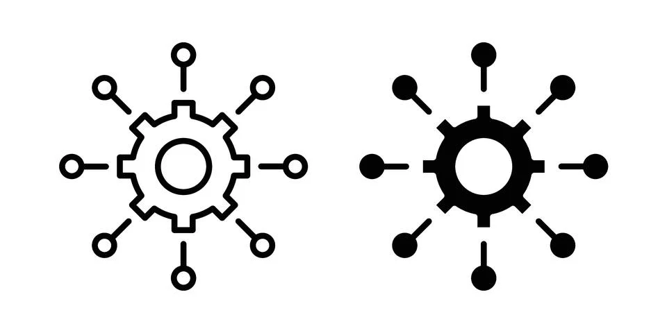 Microservices icon linear versions pack on white background イラスト素材