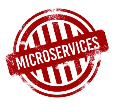 Microservices - red grunge button, stamp Stock Illustration