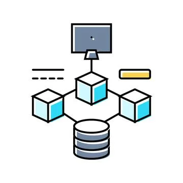 Microservices software color icon vector illustration 스톡 일러스트