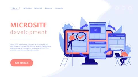 Microsite development concept landing page Illustrazione stock