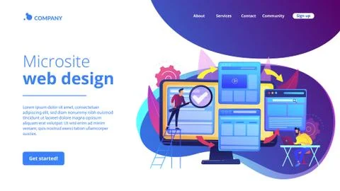 Microsite development concept landing page Stockillustratie