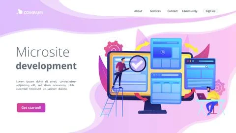 Microsite development concept landing page Illustrazione stock