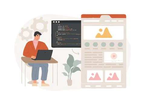 Microsite development isolated concept vector illustration. Ilustración de archivo