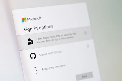 Microsoft account sign in options Foto stock