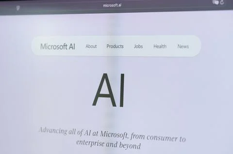 Microsoft AI web page Foto stock