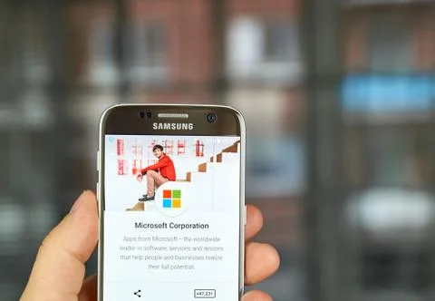 Microsoft applications on Google play Stock Photos