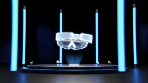 Microsoft Augmented Reality AR Hololens Glasses 3D Animation Display Stock Footage 171534680