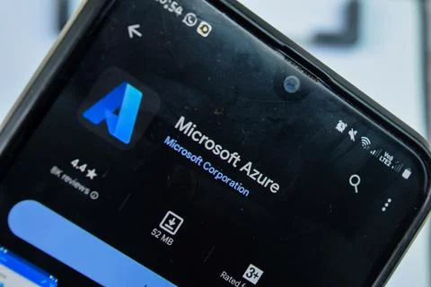 Microsoft Azure application on Smartphone screen. Stock Photos
