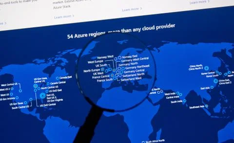 Microsoft Azure regions map Stockfoto's