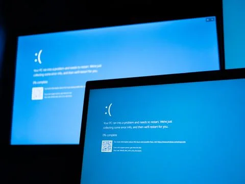 Microsoft Blue Screen Error,Global Outage Foto stock