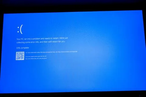 Microsoft Blue Screen Error,Global Outage,Blue Screen of Death Stockfoto's