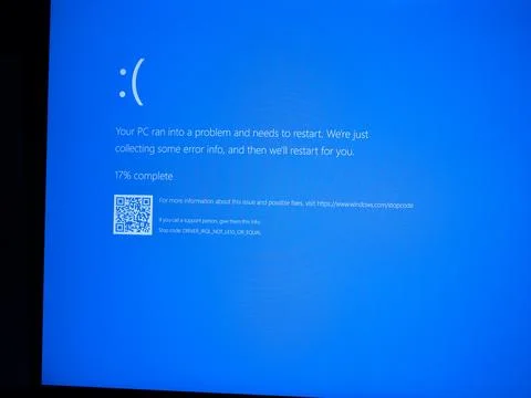 Microsoft Blue Screen Error,Global Outage,Blue Screen of Death Stockfoto's