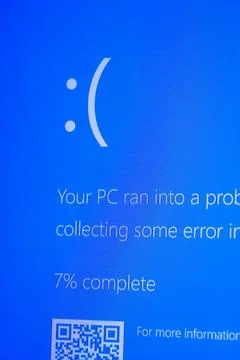 Microsoft Blue Screen Error,Global Outage,Blue Screen of Death Stock Photos