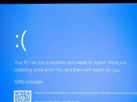 Microsoft Blue Screen Error,Global Outage,Blue Screen of Death Foto stock
