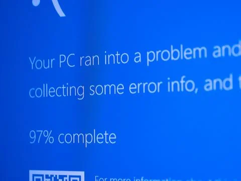 Microsoft Blue Screen Error,Global Outage,Blue Screen of Death Foto stock