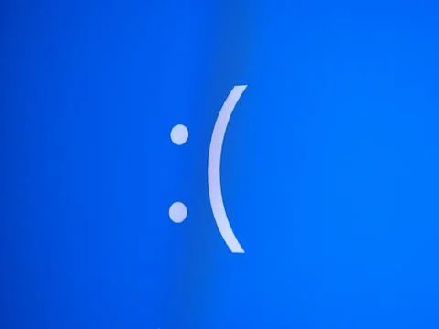 Microsoft Blue Screen Error,Global Outage,Blue Screen of Death Foto stock