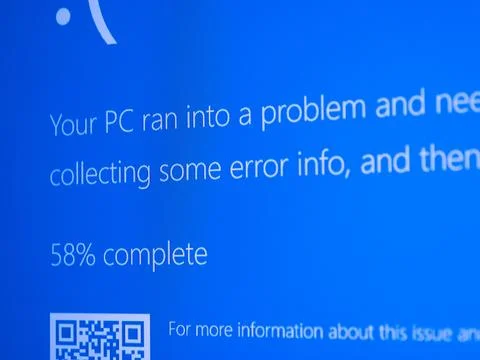 Microsoft Blue Screen Error,Global Outage,Blue Screen of Death Stock Photos