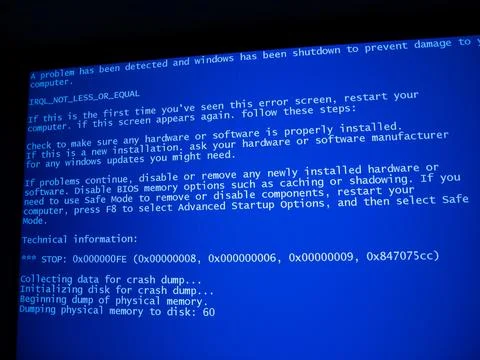 Microsoft Blue Screen Error,Global Outage,Blue Screen of Death Foto stock
