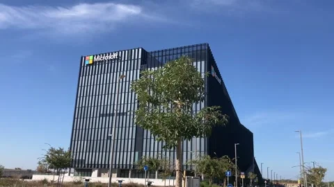 Microsoft building. Modern hub made of glass and metal. Stock Footage 221830661