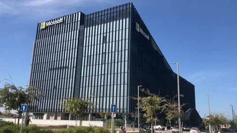 Microsoft building. Modern hub made of glass and metal. Stock Footage 221830675
