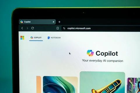 Microsoft Copilot Ai chatbot on laptop screen Stock Photos