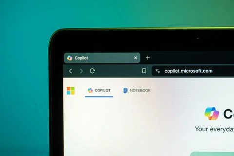 Microsoft Copilot Ai chatbot on laptop screen Stock Photos