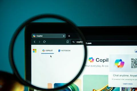Microsoft Copilot Ai chatbot on laptop screen Stock Photos
