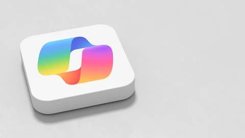 Microsoft Copilot App Icon on Gray Background with Copy Space Illustrazione stock