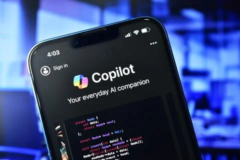 Microsoft Copilot application on smartphone used Artificial intelligence by.. Foto stock
