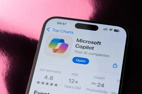 Microsoft Copilot mobile application ranking Stock Photos