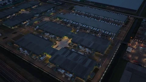 Microsoft data center processing ai operations aerial view Video stock 340349912