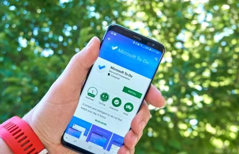 Microsoft To-Do mobile app on Samsung s8. Stock Photos