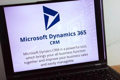 Microsoft Dynamics 365 CRM tool logo displayed on laptop Stock Photos