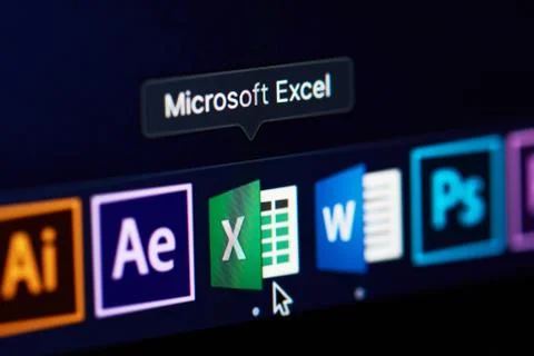 Microsoft excel icon on screen Stock Photos